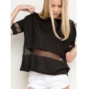 Black mesh top